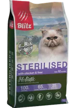 Blitz (Блиц) Holistic Chicken & Liver Adult Sterilised Cat корм для стерилизованных кошек с курицей и печенью