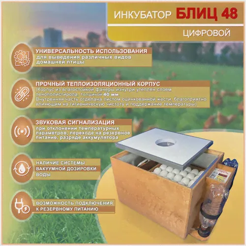 Инкубатор Блиц 48 цифровой коричневый
